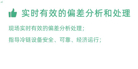 實時有效的偏差分析和處理：實時有效的偏差處理； 指導(dǎo)冷鏈設(shè)備安全、可靠、經(jīng)濟運行；